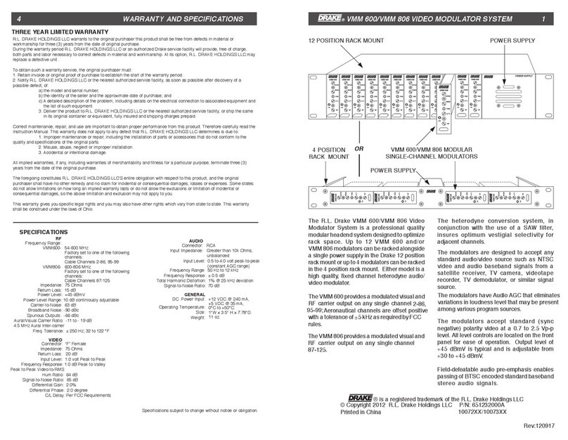 DRAKE VMM 600 User manual