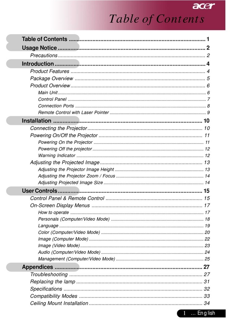 Acer XGA single chip 0.7" DLPTM projector User manual Acer XGA single chip 0.7" DLPTM projector User manual