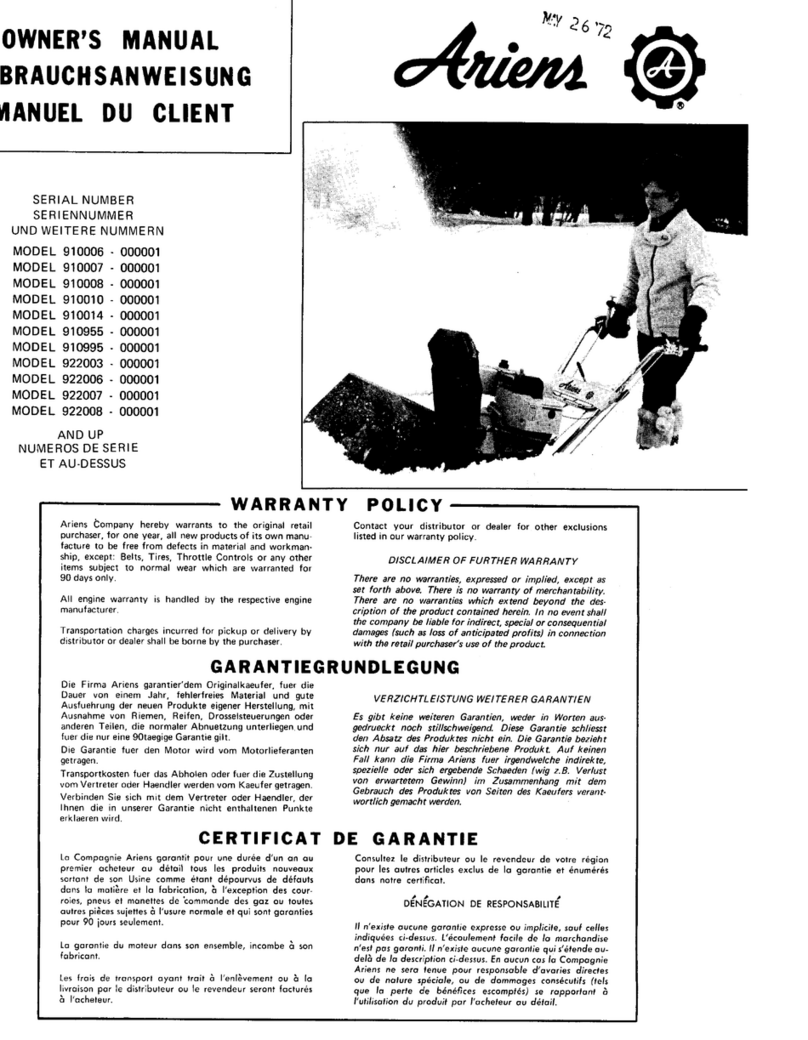 Ariens Sno-Thro 910014-000001 User manual