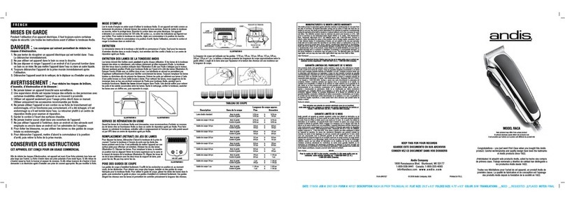 Andis Raca Installation instructions