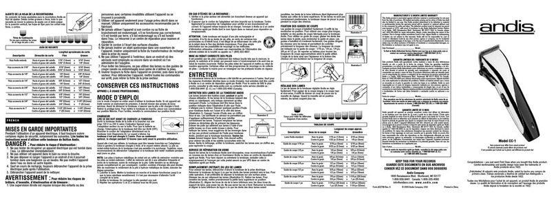 Andis CC-1 Installation instructions