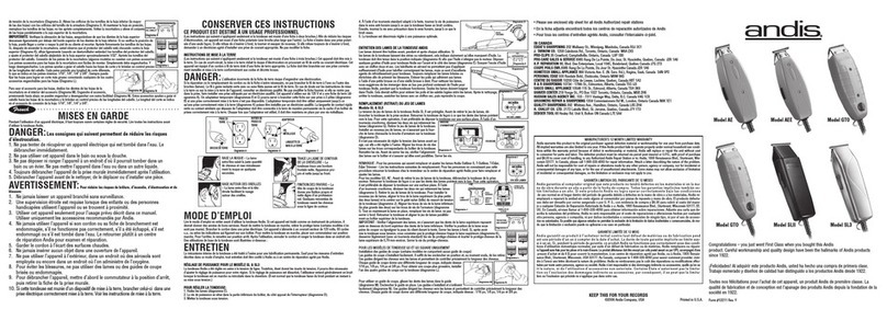 Andis AE Installation instructions