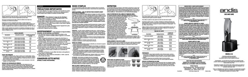 Andis D-6 Installation instructions