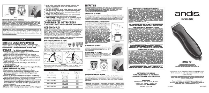 Andis TC-1 Installation instructions