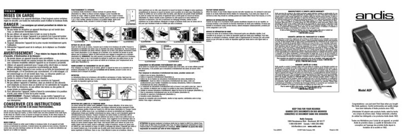 Andis AGP Installation instructions