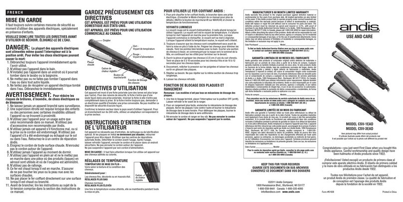 Andis CSV-1EAD Installation instructions