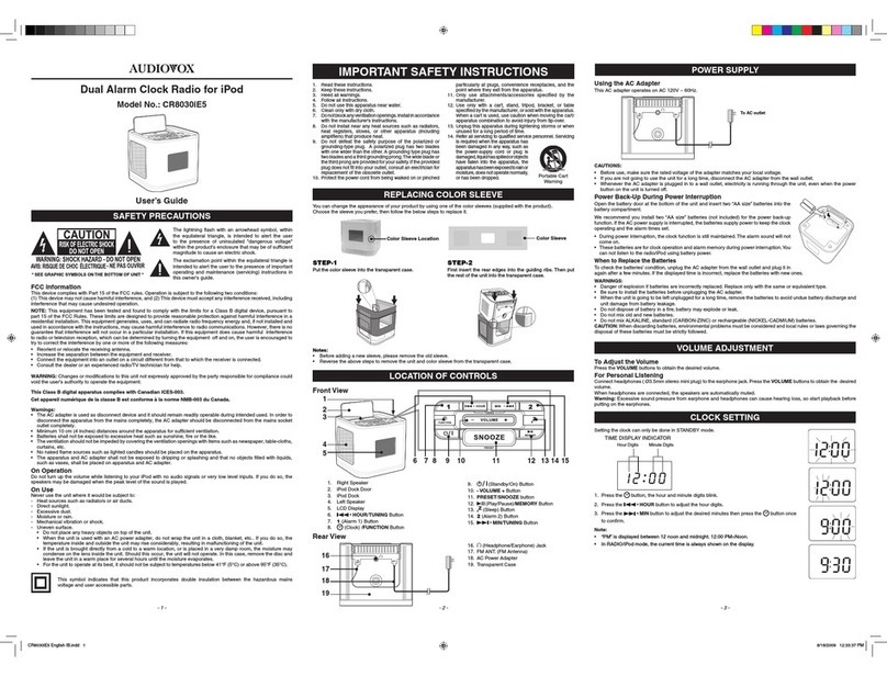 Audiovox CR8030iE5 owner's manual