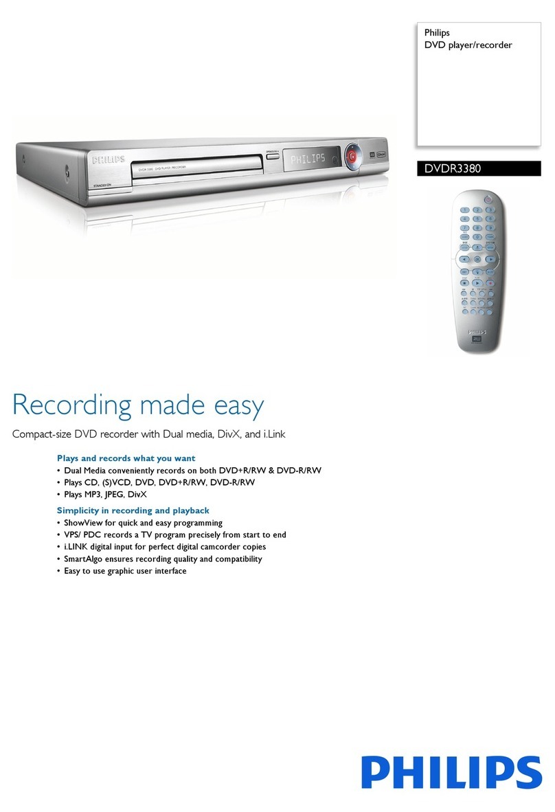 Philips DVDR3380 Specifications