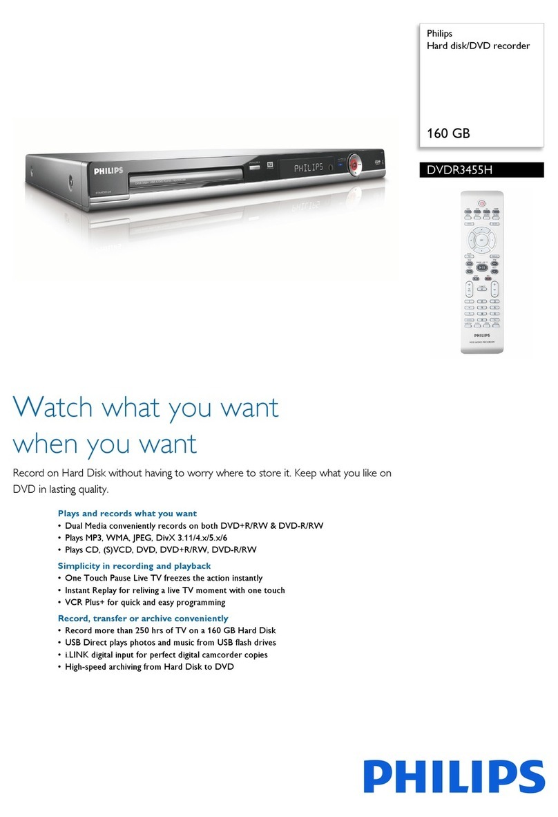 Philips DVDR3455H Specifications