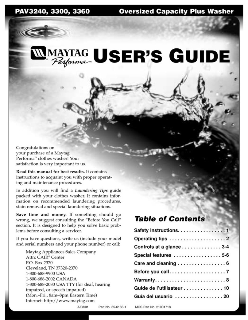 Maytag Performa PAV3360 User manual