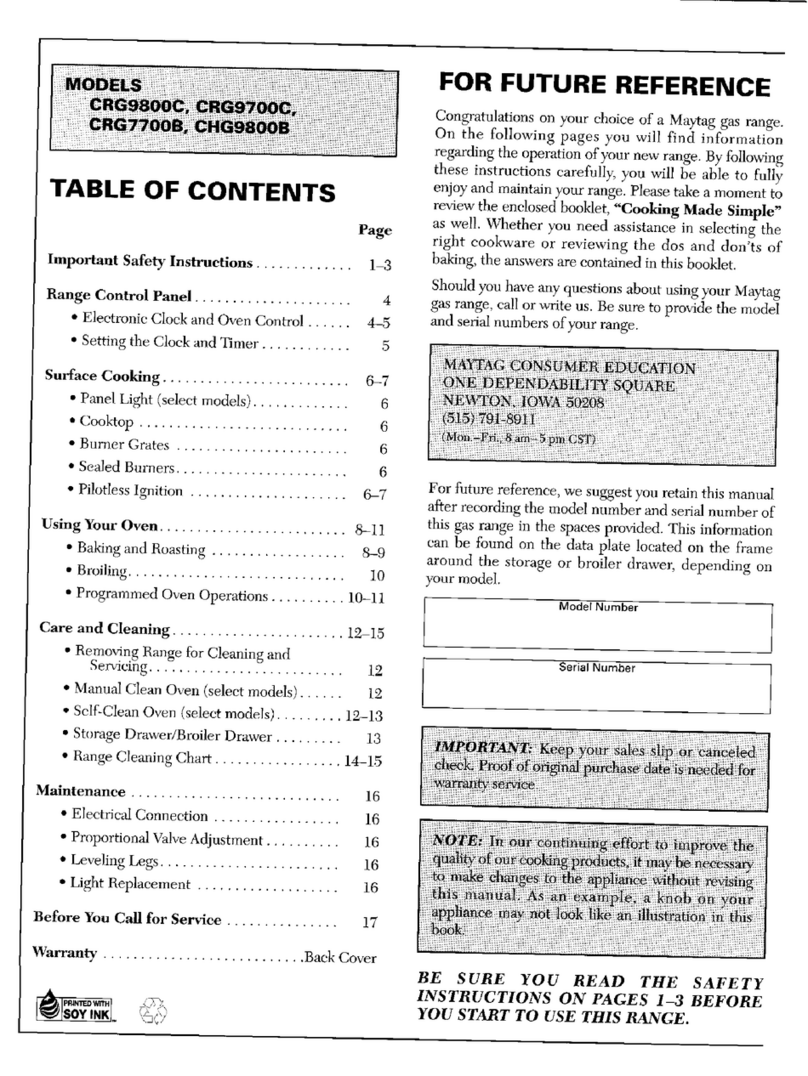 Maytag CRG7700B user manual