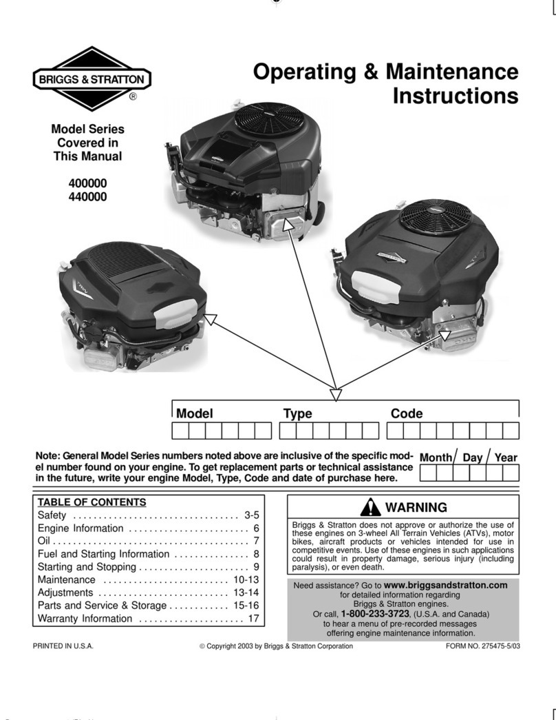 Briggs & Stratton 400000 Professional Series Installation and operation manual