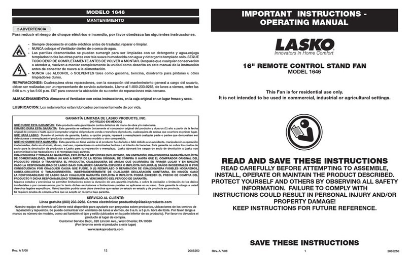 Lasko 1646 User manual