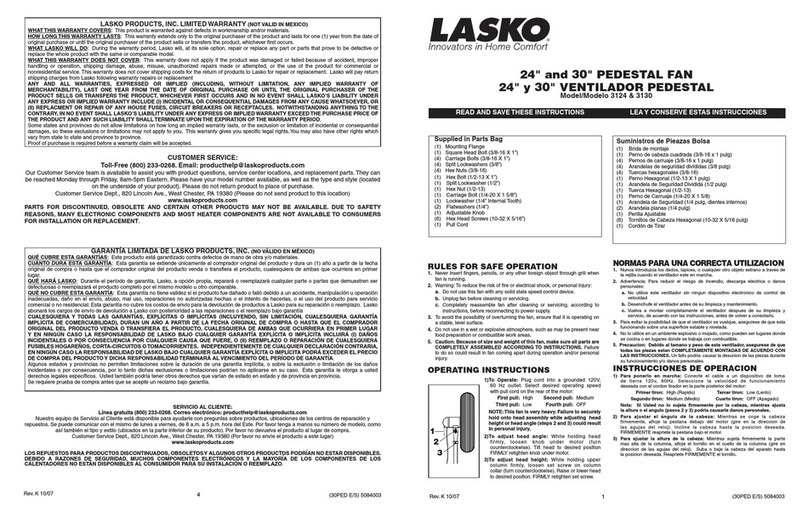Lasko 3130 User manual