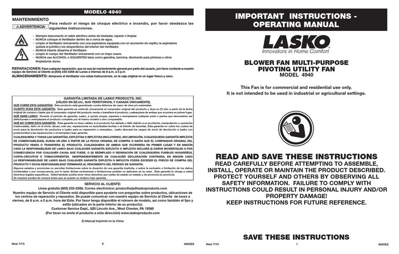 Lasko 4940 User manual