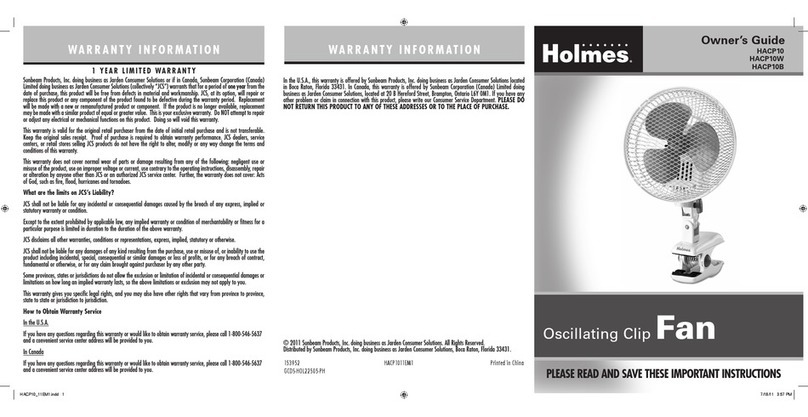 Holmes HACP10 owner's guide