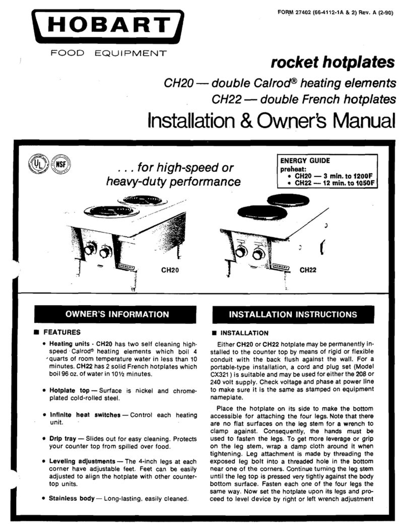 Hobart CH20 Installation & owner's manual