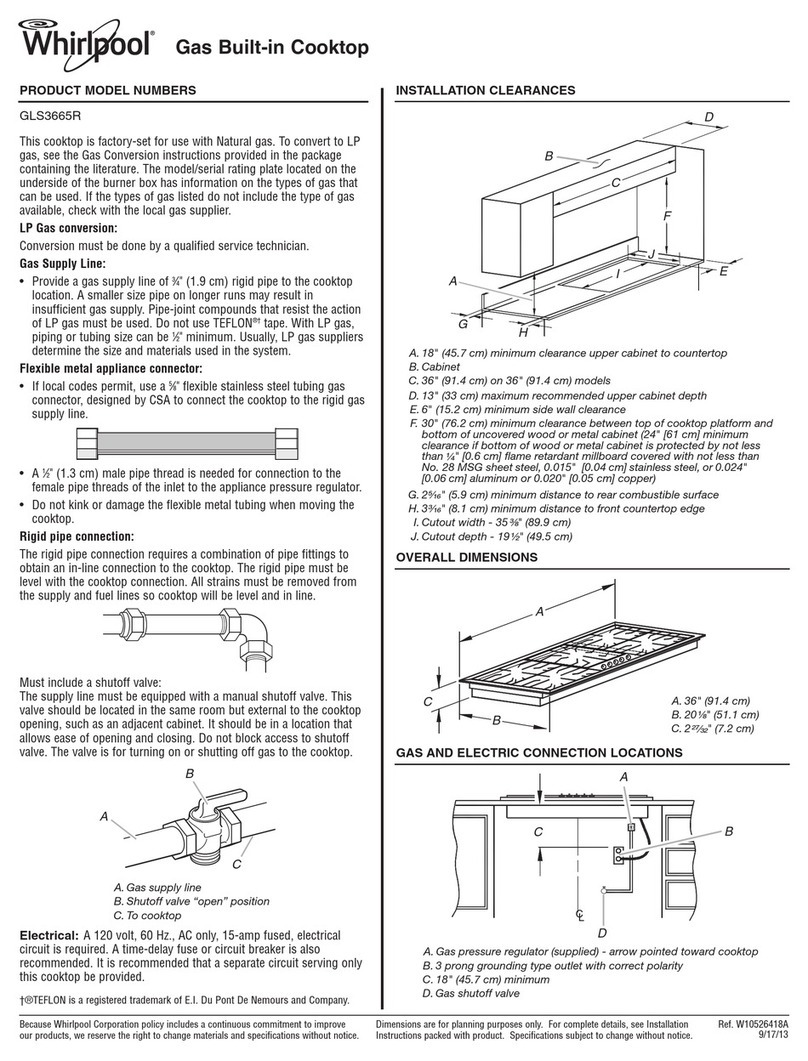 Whirlpool GLS3665R Dimensions and installation information