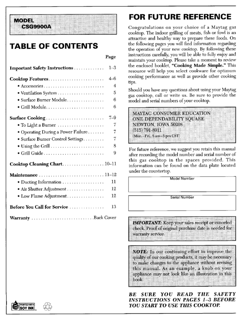 Maytag CSG9900A User manual