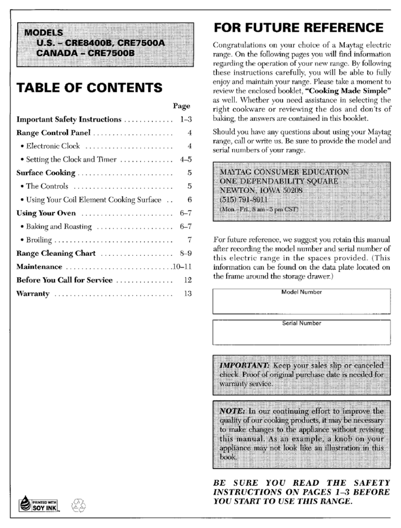 Maytag CRE8400B User manual