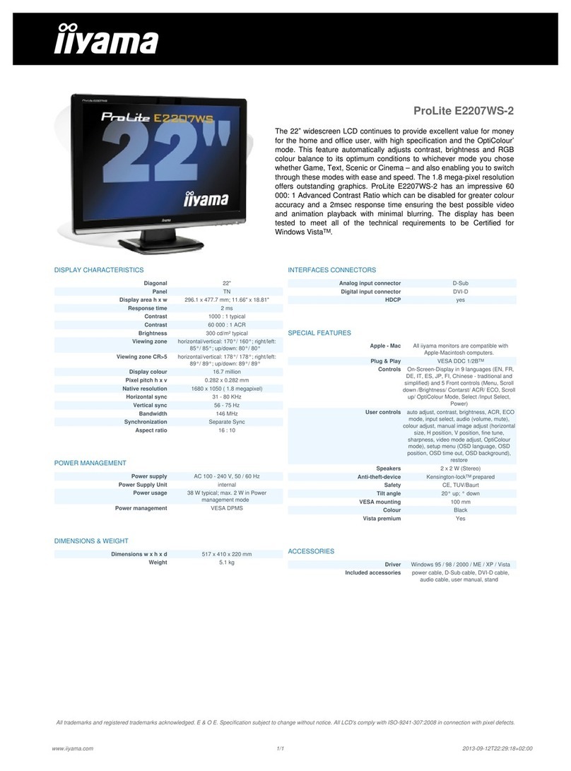Iiyama ProLite E2207WS-2 User manual
