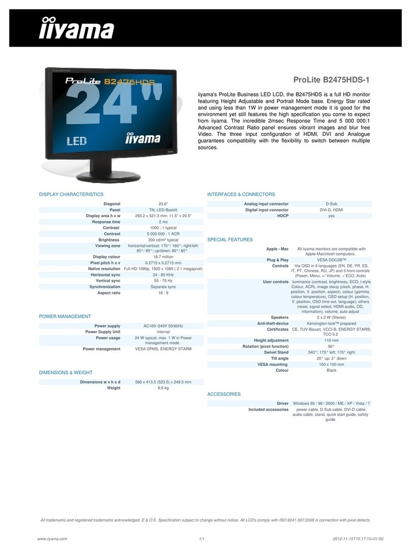Iiyama ProLite B2475HDS Specifications