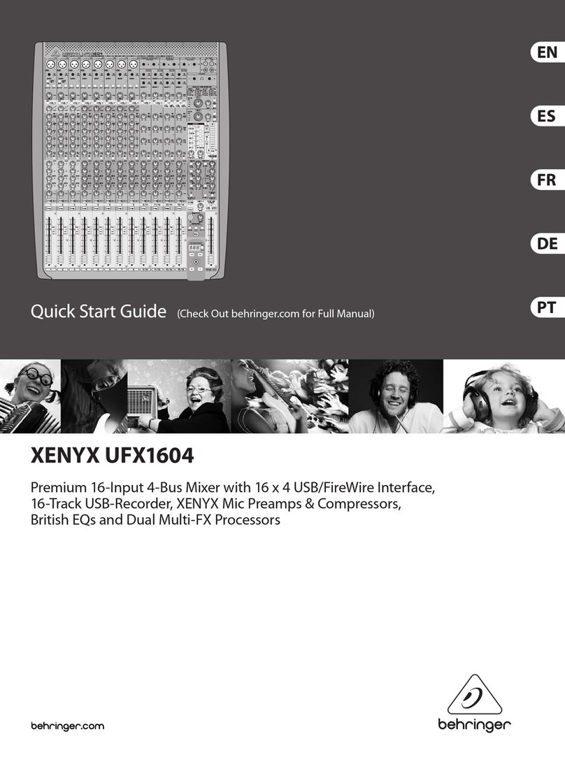 Behringer Xenyx UFX1604 quick start guide