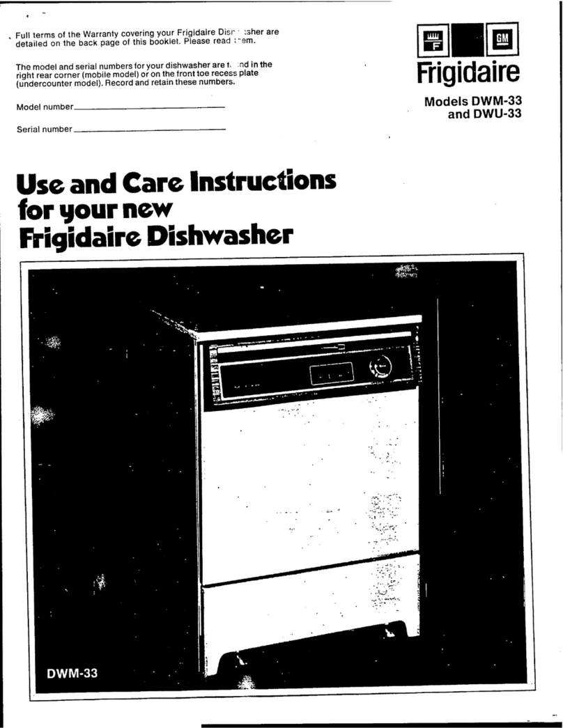 Frigidaire DWM-33 Quick reference guide