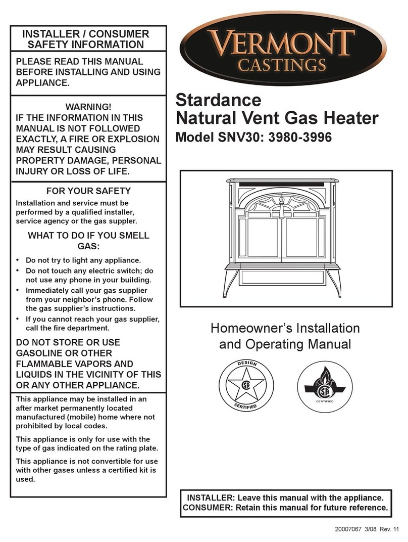 Vermont Castings 3980 Homeowner's installation and operating manual Vermont Castings 3980 Homeowner's installation and operating manual