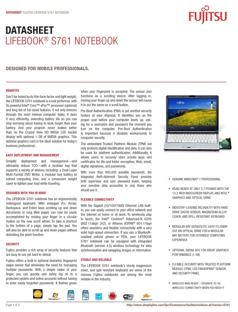 Fujitsu Lifebook S761 datasheet