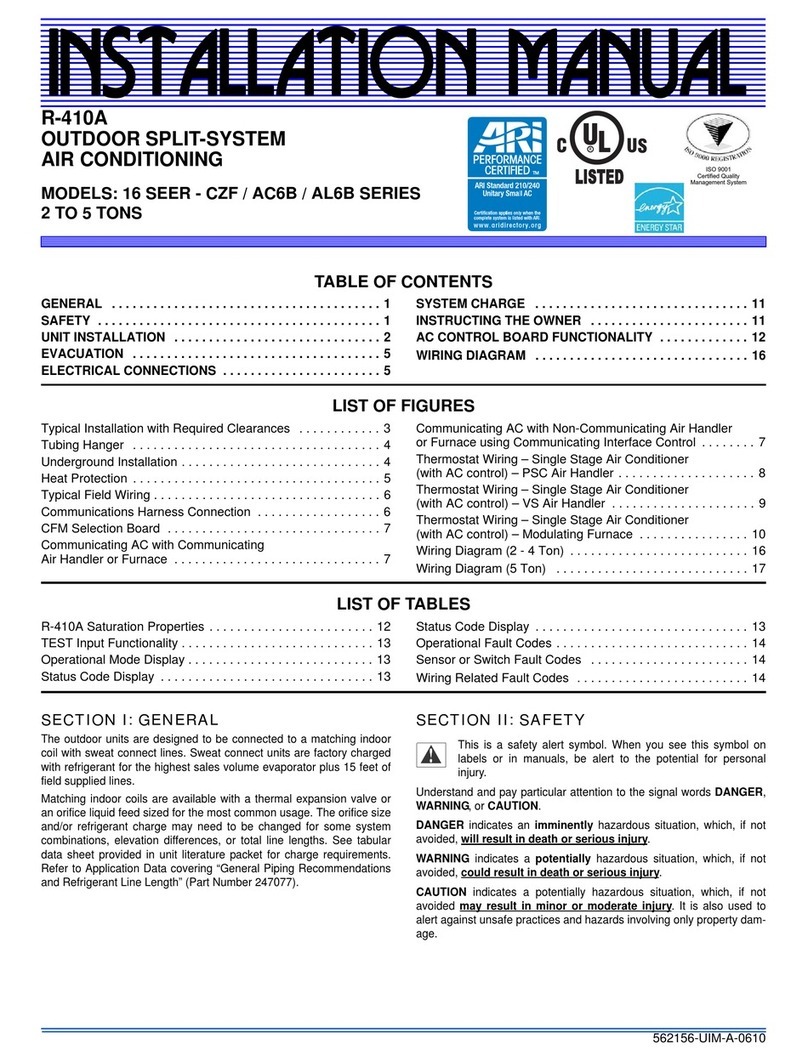Johnson Controls 16 Seer-CZF Series User manual