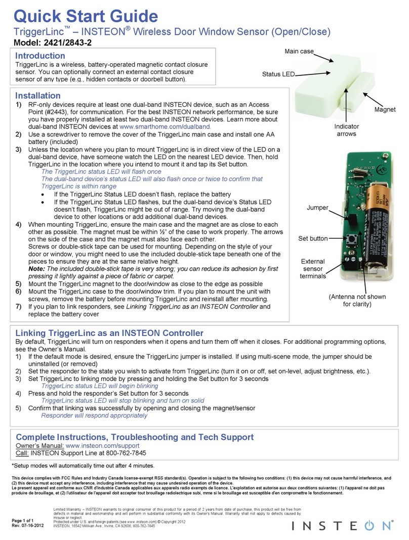 INSTEON TriggerLinc 2843-2 User manual