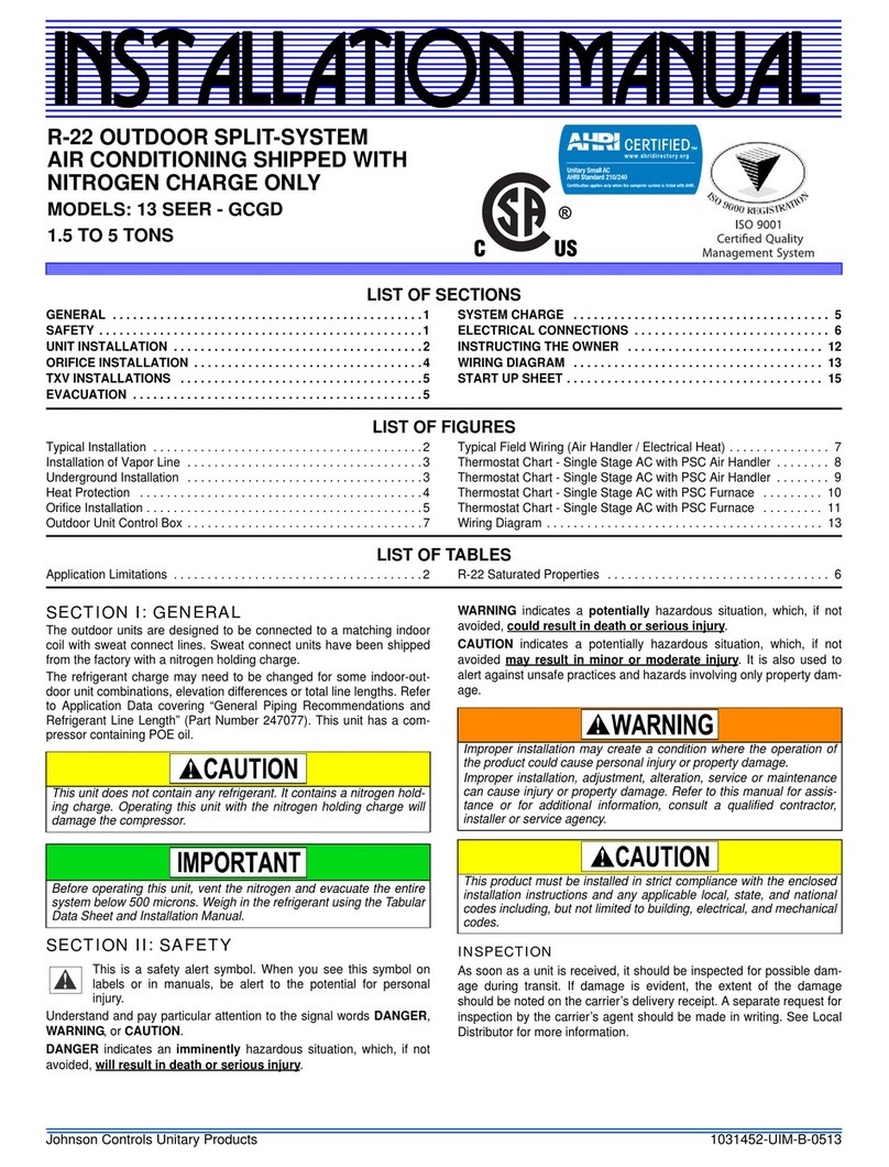 Johnson Controls 13 SEER - GCGD User manual