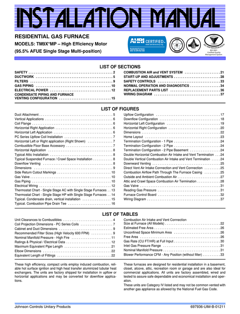 Johnson Controls TM9X*MP User manual