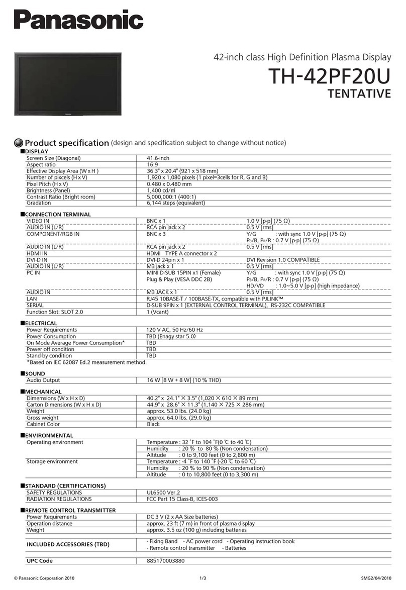 Panasonic TH-42PF20U User manual