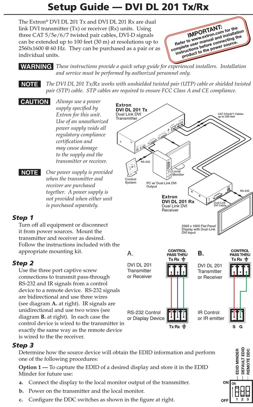 Extron electronics Dual Link DVI Transmitter and Receiver DVI DL 201... Setup guide