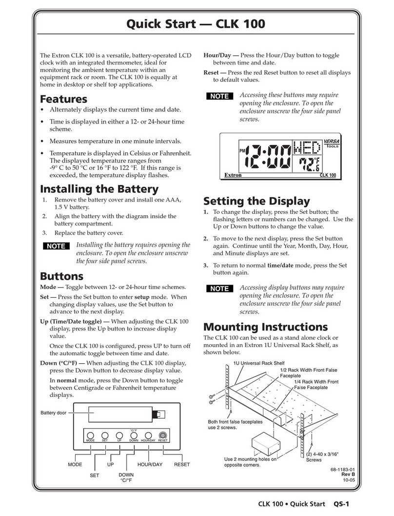 Extron electronics CLK 100 quick start