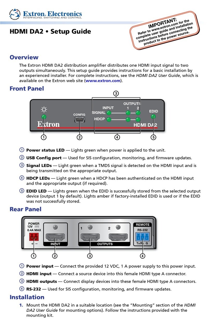 Extron electronics HDMI DA2 Setup guide
