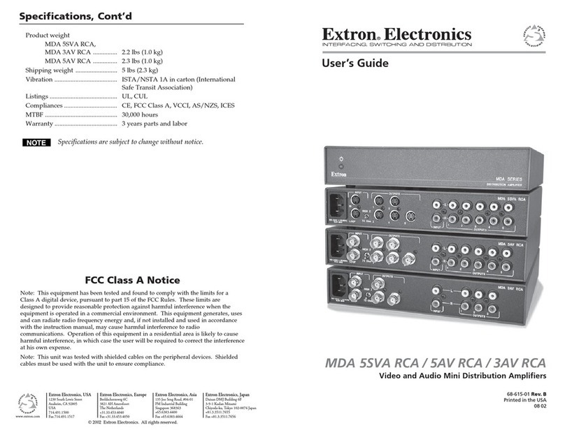 Extron electronics MDA 5SVA RCA user guide