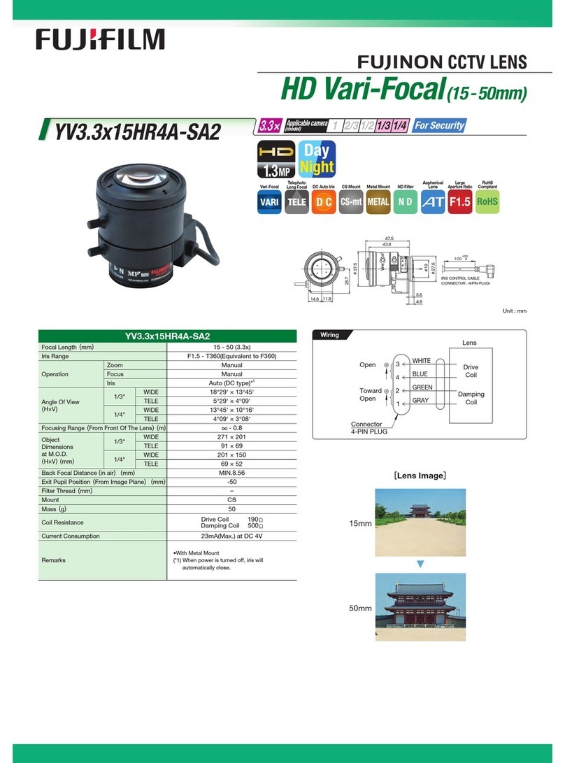 FujiFilm YV3.3x15HR4A-SA2 Specifications FujiFilm YV3.3x15HR4A-SA2 Specifications
