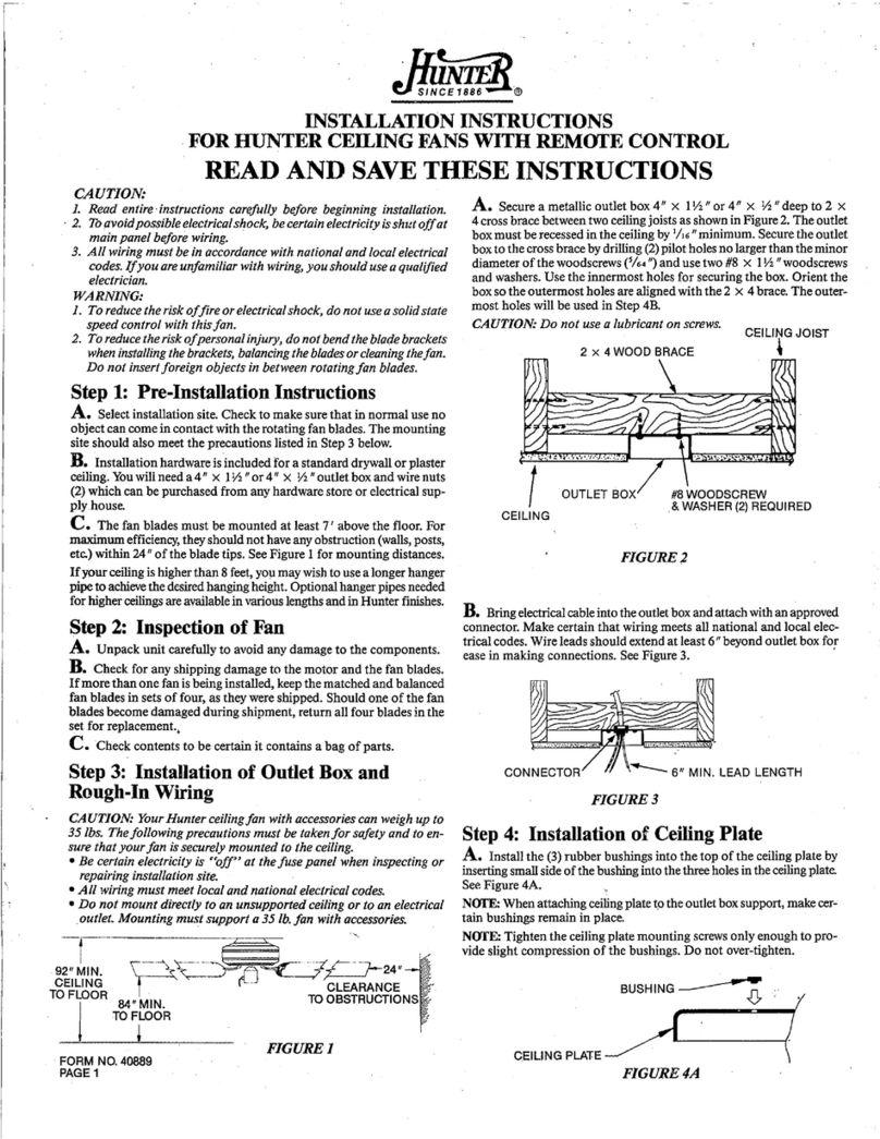 Hunter Hunter Ceiling fans User manual