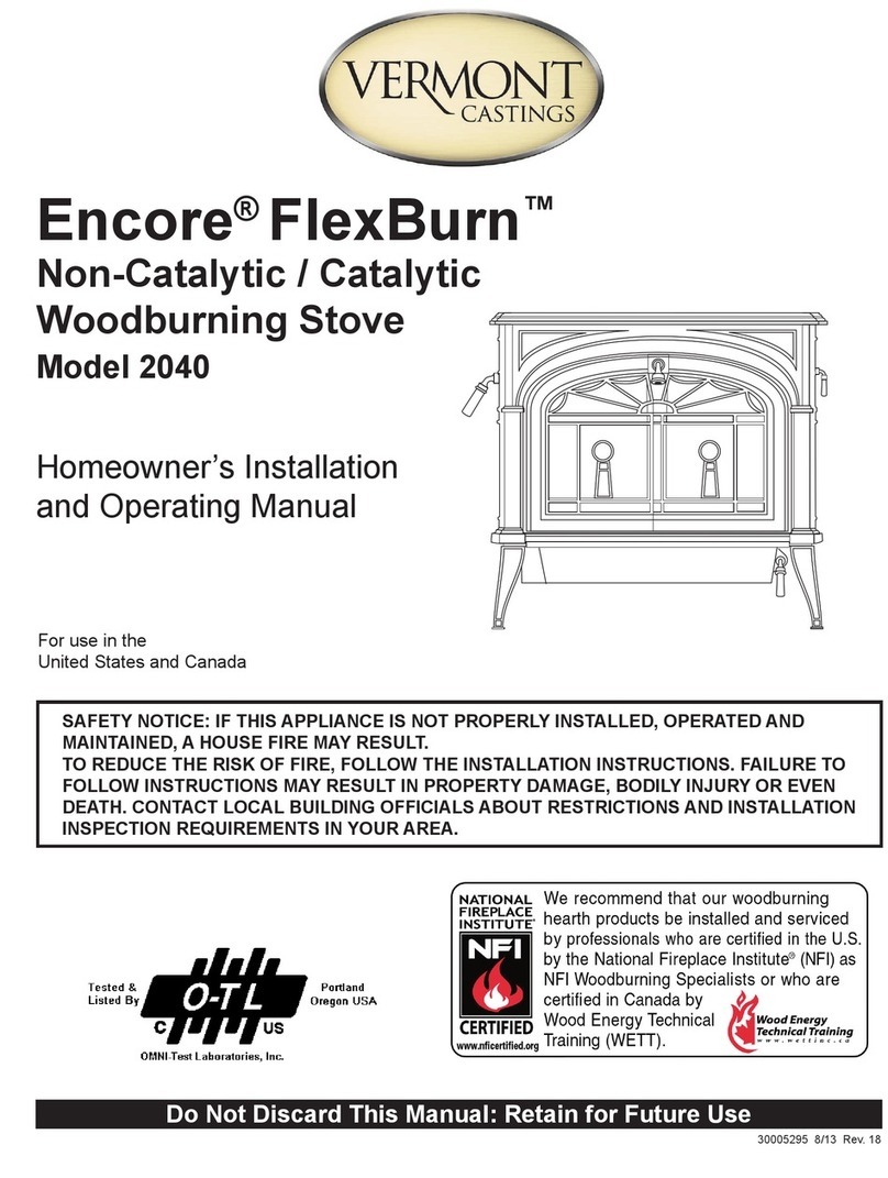 Vermont Castings Encore Flexburn 2040 Homeowner's installation and operating manual