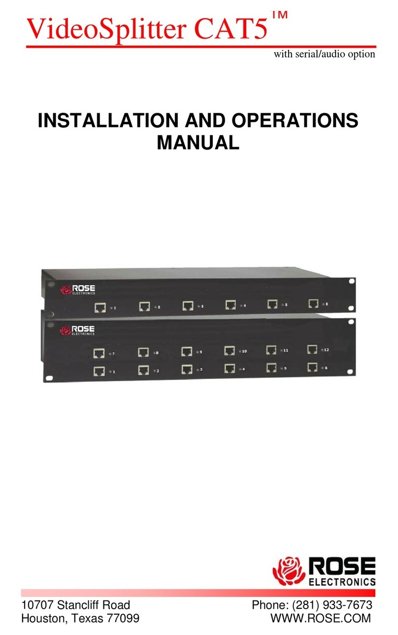 Rose electronics VideoSplitter CAT5 Installation and operation manual Rose electronics VideoSplitter CAT5 Installation and operation manual