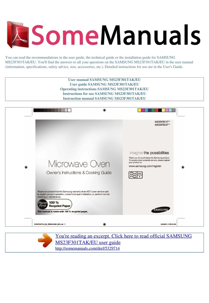 Samsung MS23F302T Owner's instructions & cooking guide