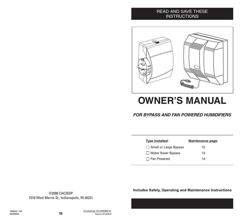CAC / BDP FOR BYPASS AND FAN POWERED HUMIDIFIERS owner's manual