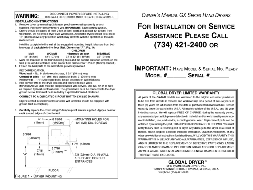 Global Dryer GX-M owner's manual