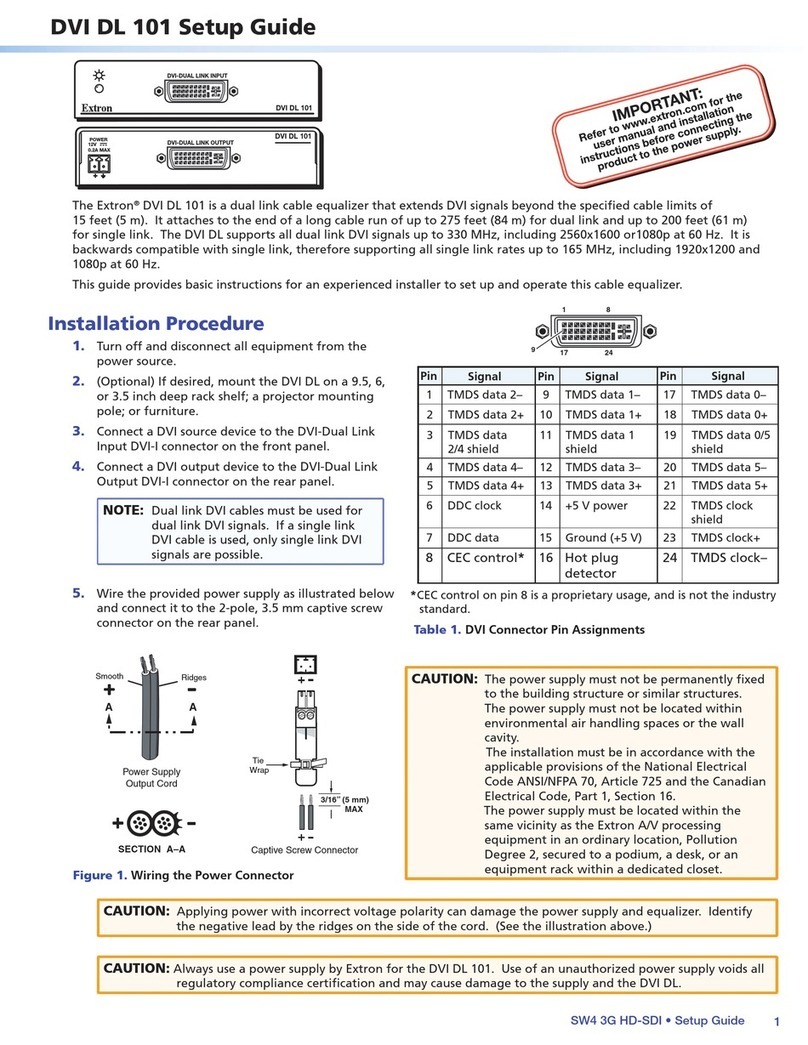 Extron electronics Dual Length DVI Cable Equalizer DVI DL 101 User manual