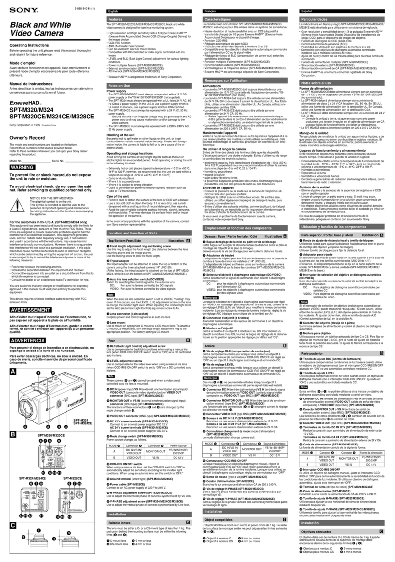 Sony ExwaveHAD SPT-M320CE User manual Sony ExwaveHAD SPT-M320CE User manual