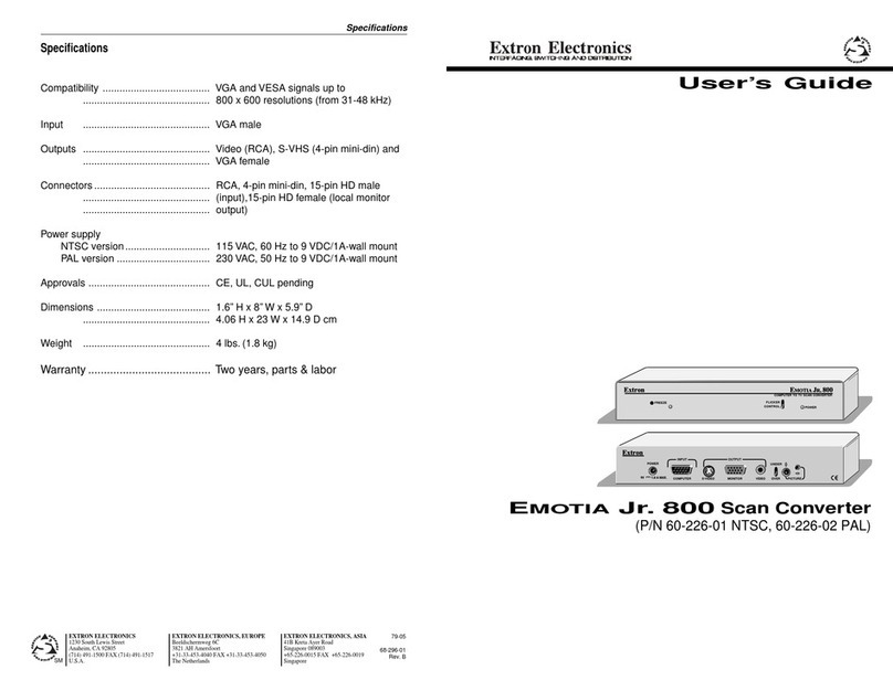 Extron electronics Emotia Jr. 800 User manual Extron electronics Emotia Jr. 800 User manual
