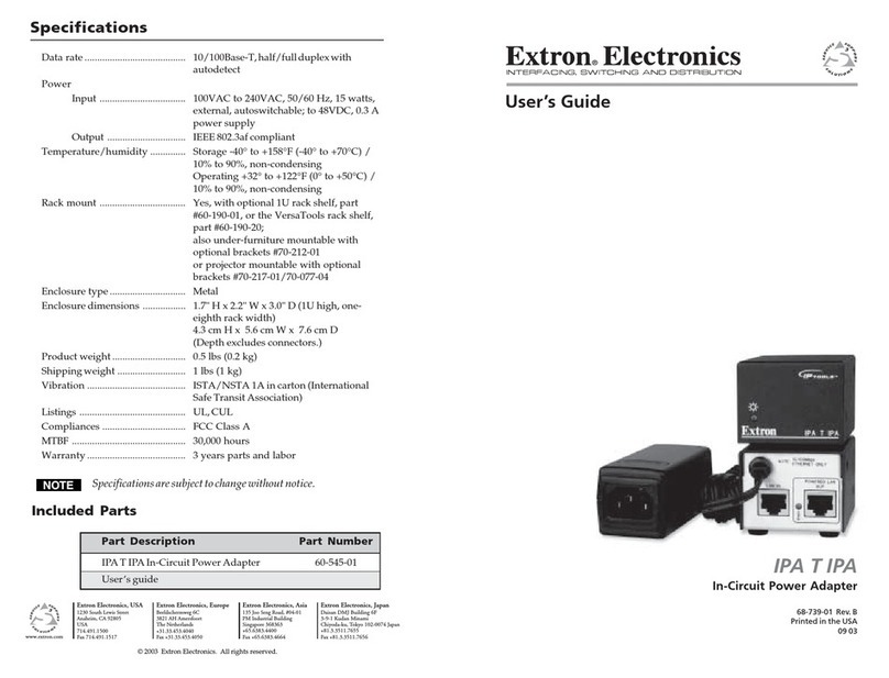 Extron electronics IPA T IPA User manual Extron electronics IPA T IPA User manual
